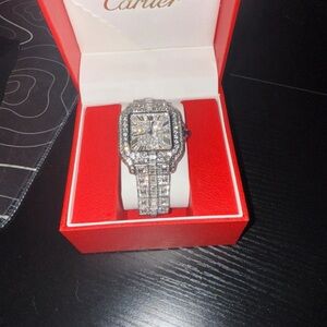 Cartier Silver and White Diamond Watch
